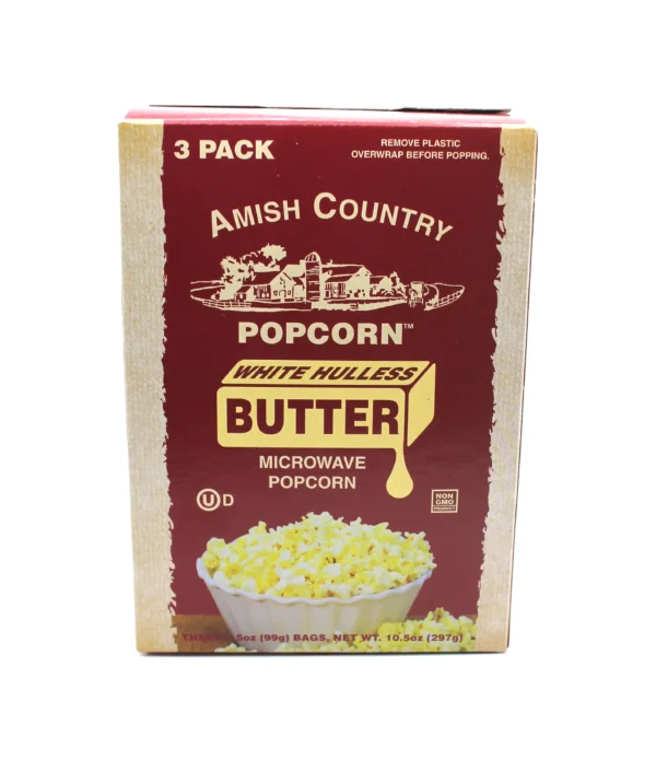 White Hulless Butter Microwave Popcorn - 3-Pack